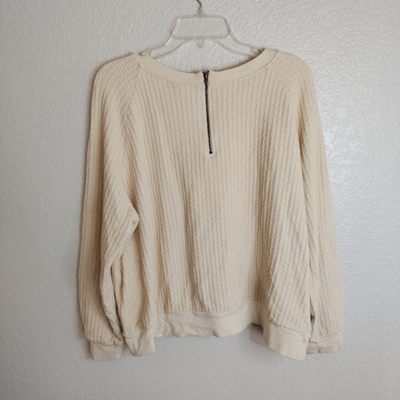 GANNI textured crew neck pullover back zip sweater sz L - Picture 8 of 8
